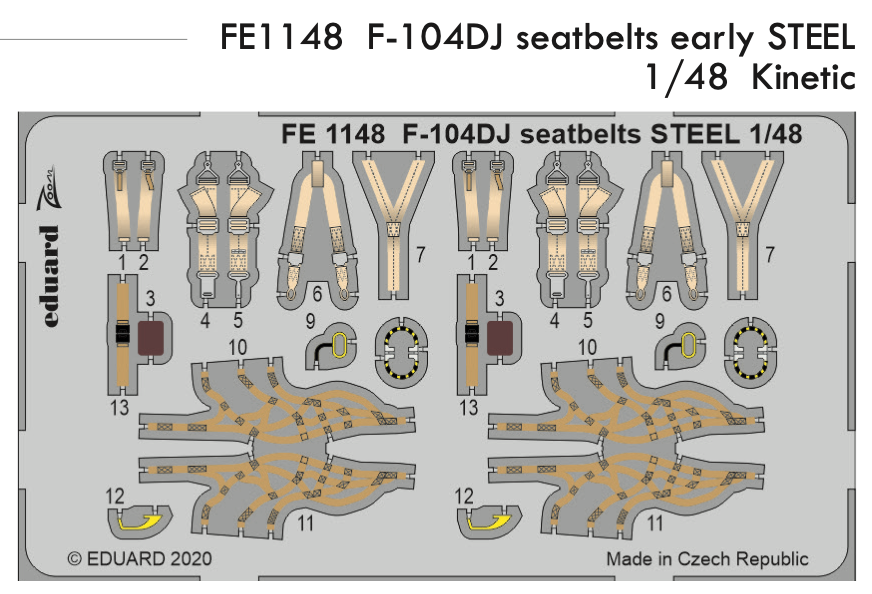 Eduard EDFE1148 1:48 Lockheed F-104DJ Starfighter seatbelts early STEEL