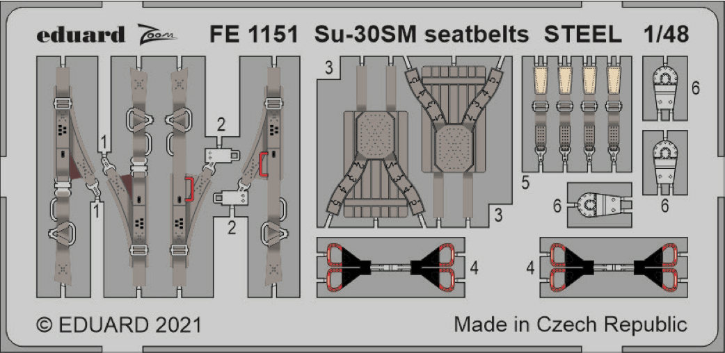 Eduard EDFE1151 1:48 Sukhoi Su-30SM seatbelts STEEL
