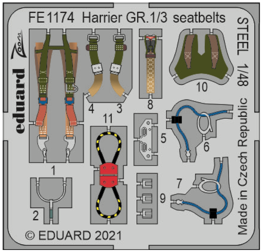 Eduard EDFE1174 1:48 BAe Harrier GR.1/3 seatbelts STEEL