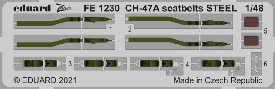 Eduard EDFE1230 1:48 Boeing CH-47A Chinook seatbelts STEEL