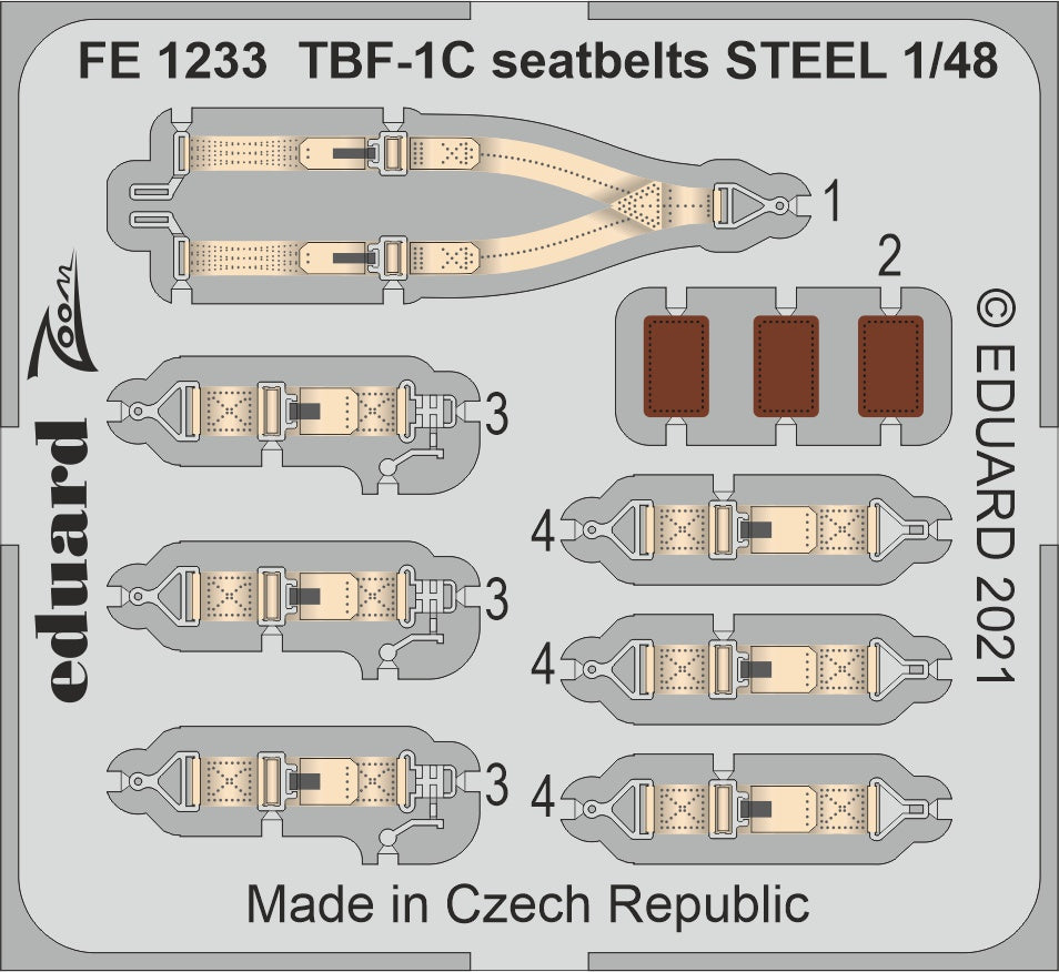 Eduard EDFE1233 1:48 Grumman TBF-1C Avenger seatbelts STEEL