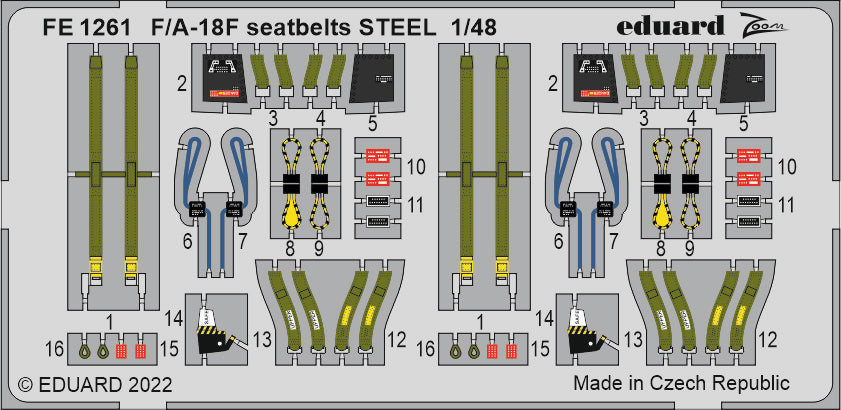 Eduard EDFE1261 1:48 Boeing F/A-18F Hornet seatbelts STEEL