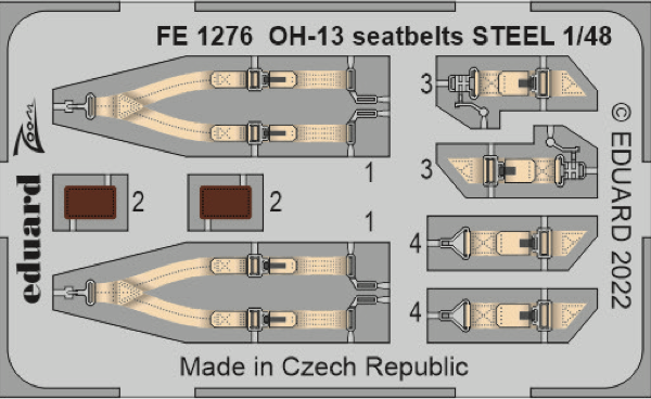 Eduard EDFE1276 1:48 Bell OH-13 Sioux seatbelts STEEL