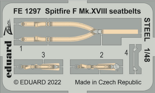 Eduard EDFE1297 1:48 Supermarine Spitfire F Mk.XVIII seatbelts STEEL