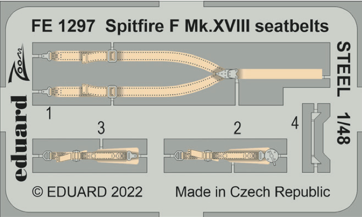 Eduard EDFE1297 1:48 Supermarine Spitfire F Mk.XVIII seatbelts STEEL