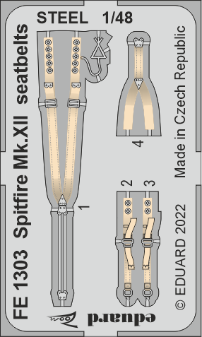 Eduard EDFE1303 1:48 Supermarine Spitfire Mk.XII seatbelts STEEL