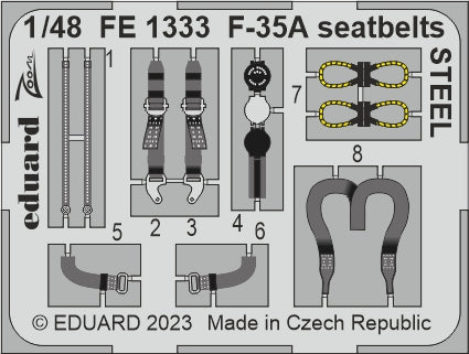 Eduard EDFE1333 1:48 Lockheed-Martin F-35A Lightning II seatbelts STEEL