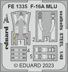 Eduard EDFE1335 1:48 General-Dynamics F-16A MLU seatbelts STEEL