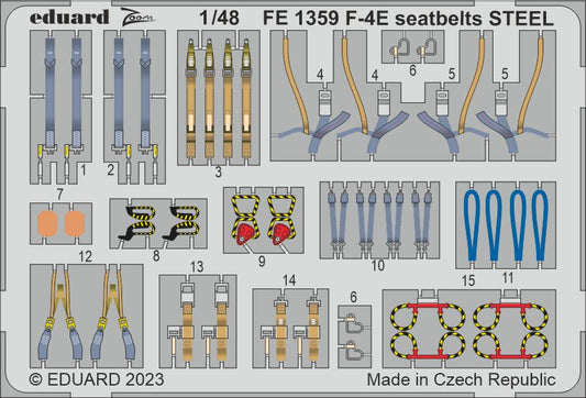 Eduard EDFE1359 1:48 McDonnell F-4E Phantom seatbelts STEEL