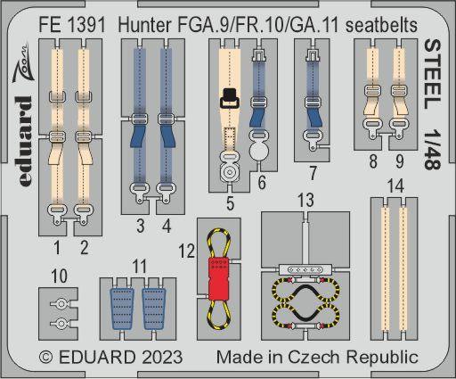 Eduard EDFE1391 1:48 Hawker Hunter FGA.9/FR.10/GA.11 seatbelts STEEL