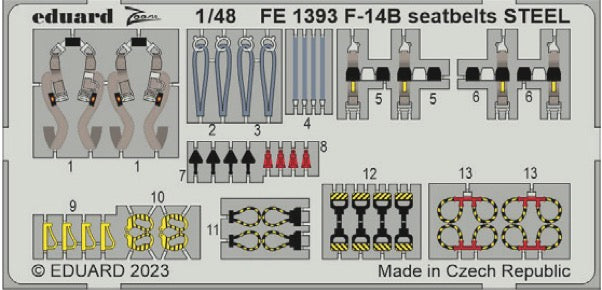 Eduard EDFE1393 1:48 Grumman F-14B Tomcat seatbelts STEEL