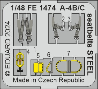 Eduard EDFE1474 Douglas A-4B/A-4C Skyhawk Skyhawk seatbelts STEEL 1:48