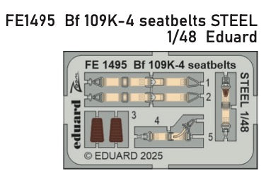 Eduard EDFE1495 Messerschmitt Bf-109K-4 seatbelts STEEL 1:48