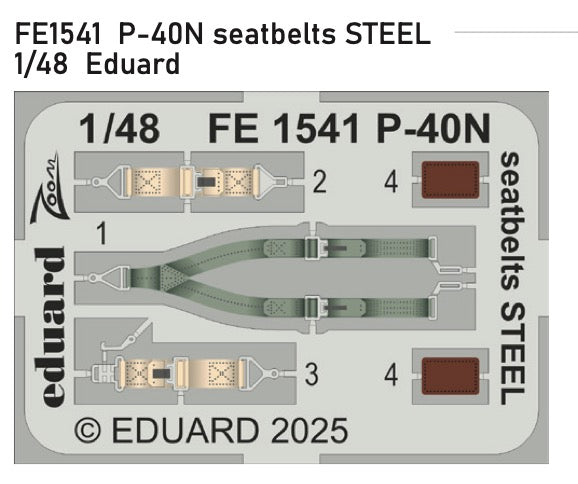 Eduard EDFE1541 Curtiss P-40N Warhawk seatbelts STEEL 1:48