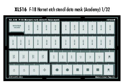 Eduard EDXL516 F/A-18C/D Hornet Stencil Paint Mask 1:32