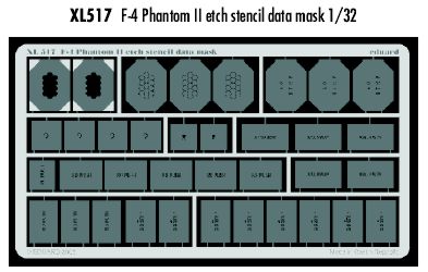 Eduard EDXL517 1:32 McDonnell F-4 Phantom etched stencil data paint mask