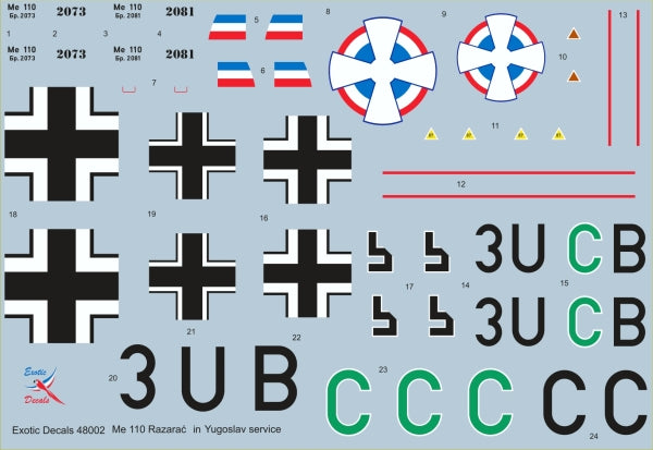 Exotic Decals EED48002 1:48 Messerschmitt Bf-110 Razarac