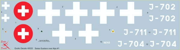 Exotic Decals EED48020 Swiss Bf-109G-6 Part 1 Decals 1:48