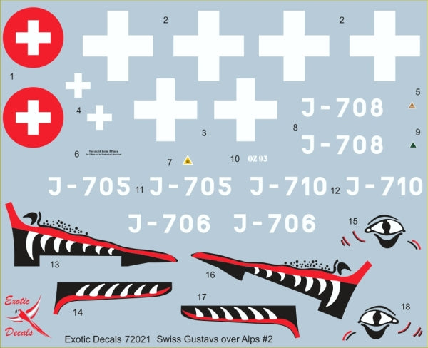 Exotic Decals EED72021 Swiss Bf-109G-6 Part 2 Decals 1:72