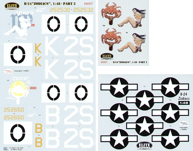 Elite Decals ELT48007 1:48 Consolidated B-24H Liberator 834 BS `Zodiacs' Part 2.