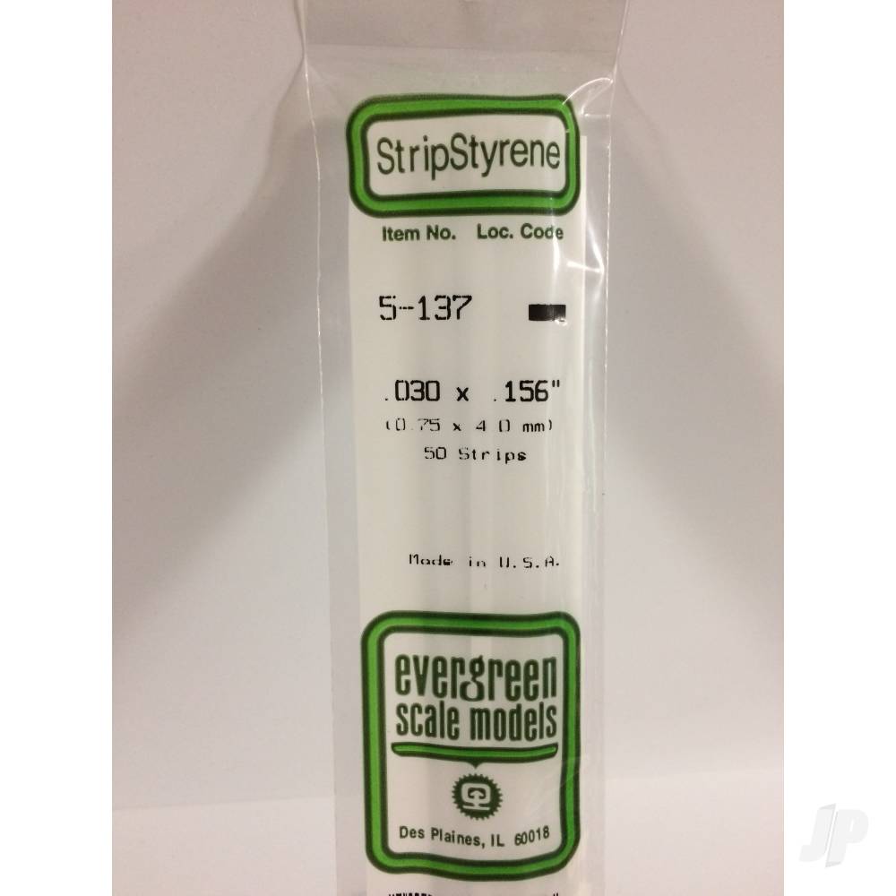 Evergreen 14in (35cm) Strip .030x.156in (50 per pack) 5-137