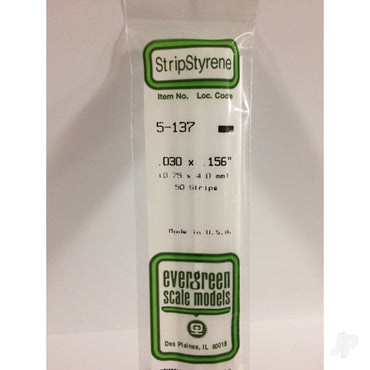 Evergreen 14in (35cm) Strip .030x.156in (50 per pack) 5-137