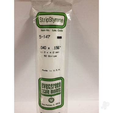 Evergreen 14in (35cm) Strip .040x.156in (50 per pack) 5-147