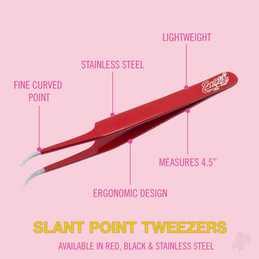 Excel Slant Point Fine Point Tweezers, Black (Carded) 30420
