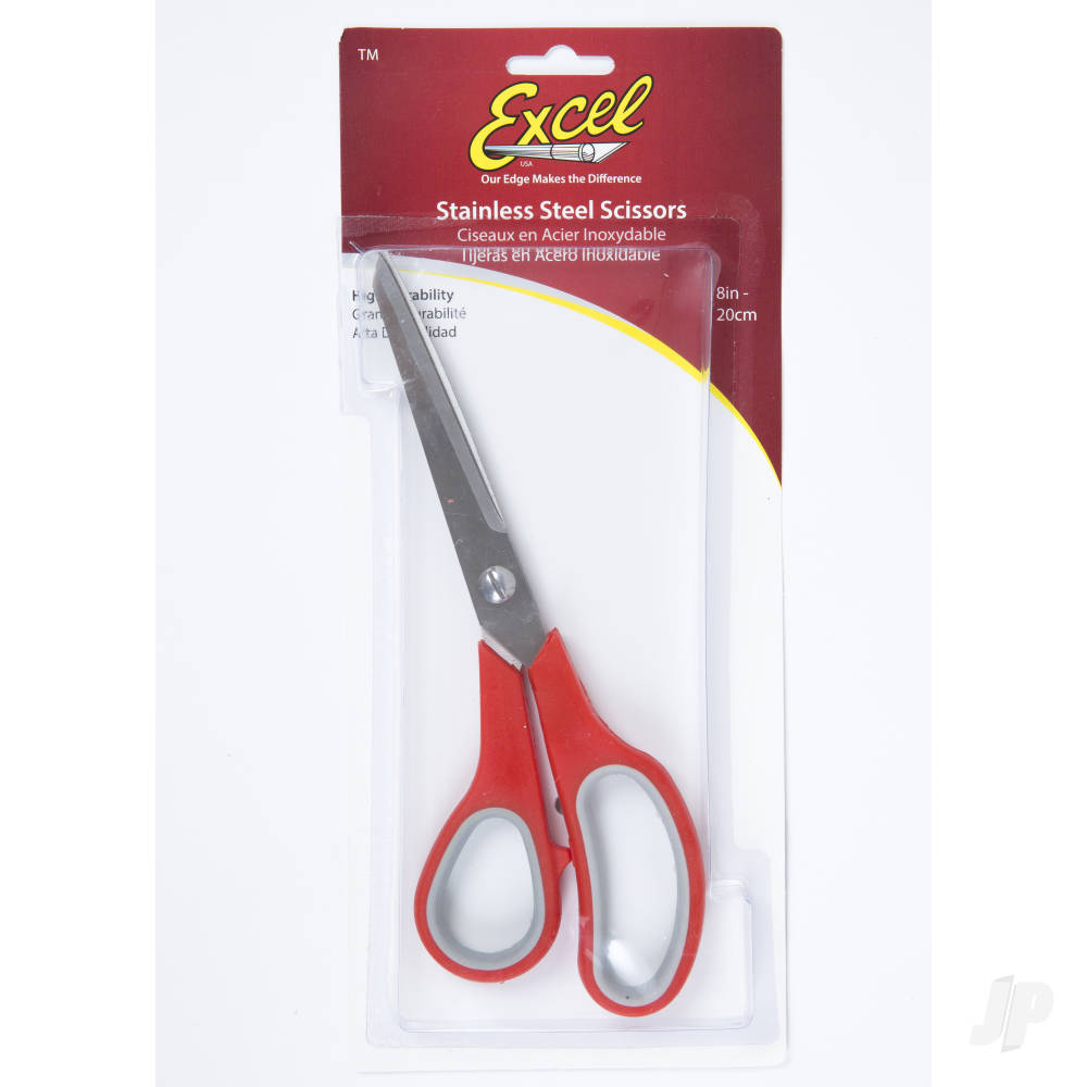 Excel 8in Stainless Steel Scissors, Soft Grip (Carded) 55620