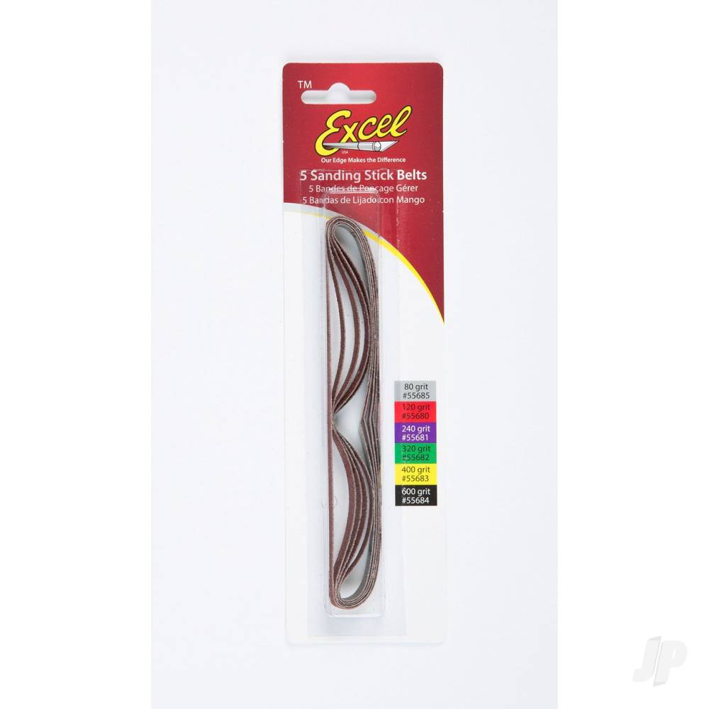 Excel #400 Grit Belts, Yellow (5 pcs) (Carded) 55683