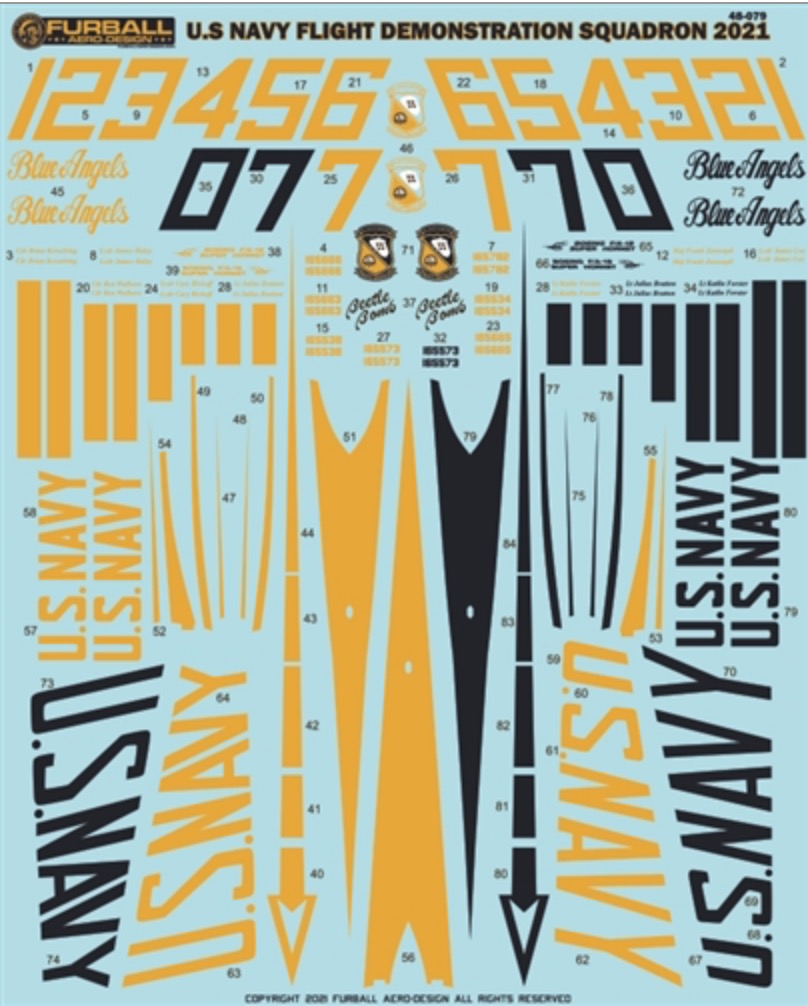 Furball FBD48079 Blue Angels 2021 F/A-18E/F Decals 1:48