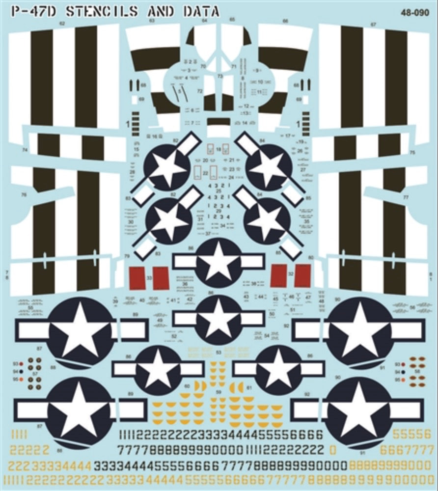 Furball Aero-Design FBD48090 1:48 Republic P-47D Thunderbolt Stencils and Data