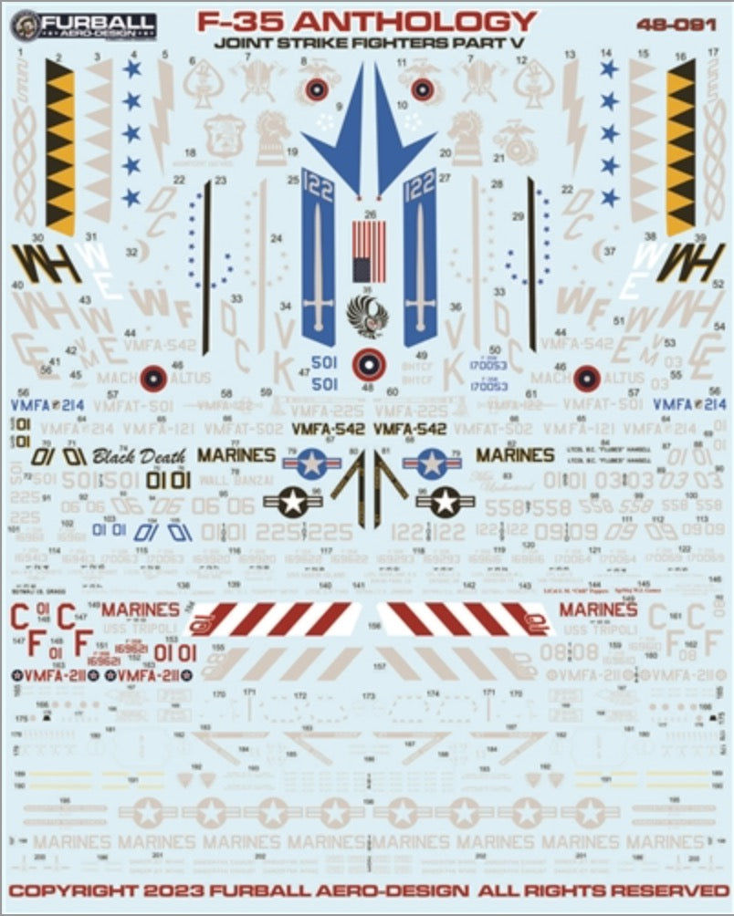 Furball FBD48091 F-35B Anthology Pt V (Tamiya) Decals 1:48