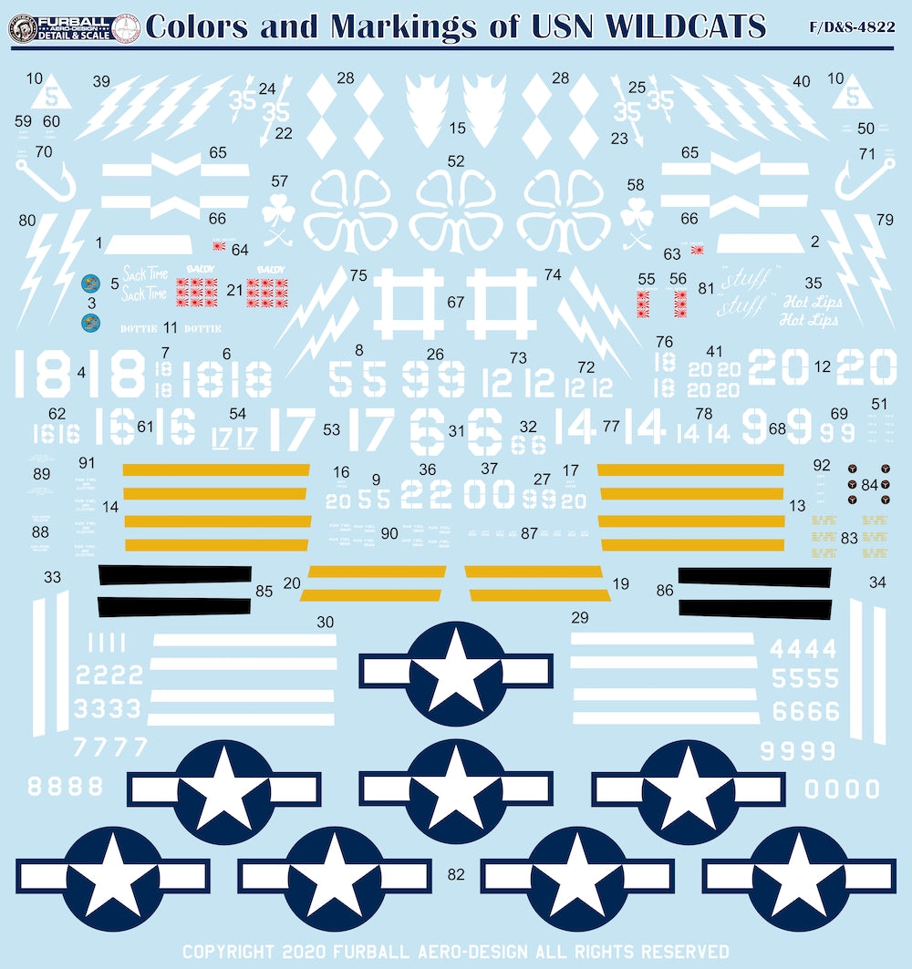 Furball FBDS4822 US Navy GM FM-2 Wildcats Pt 1 Decals 1:48