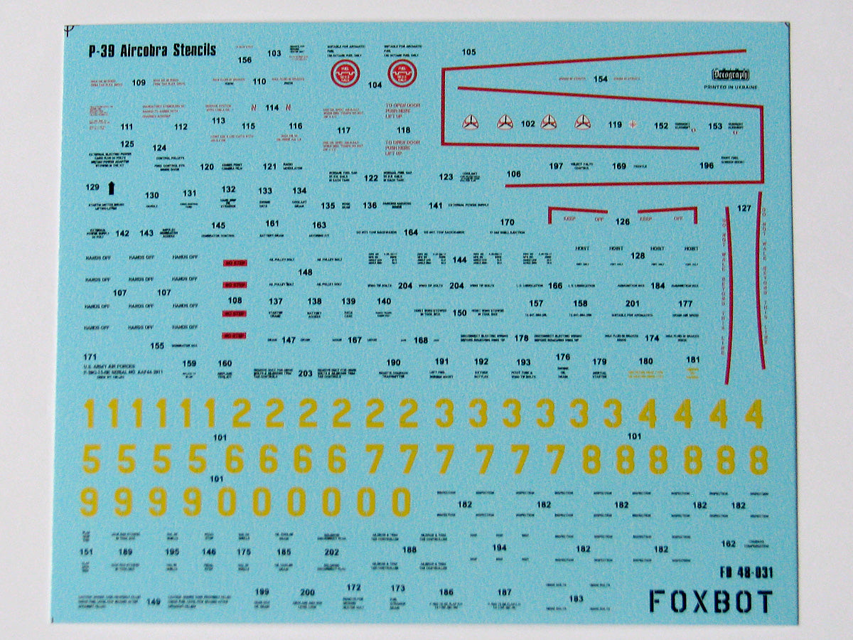 Foxbot FBOT48031 Bell P-39 Airacobra Stencils 1:48