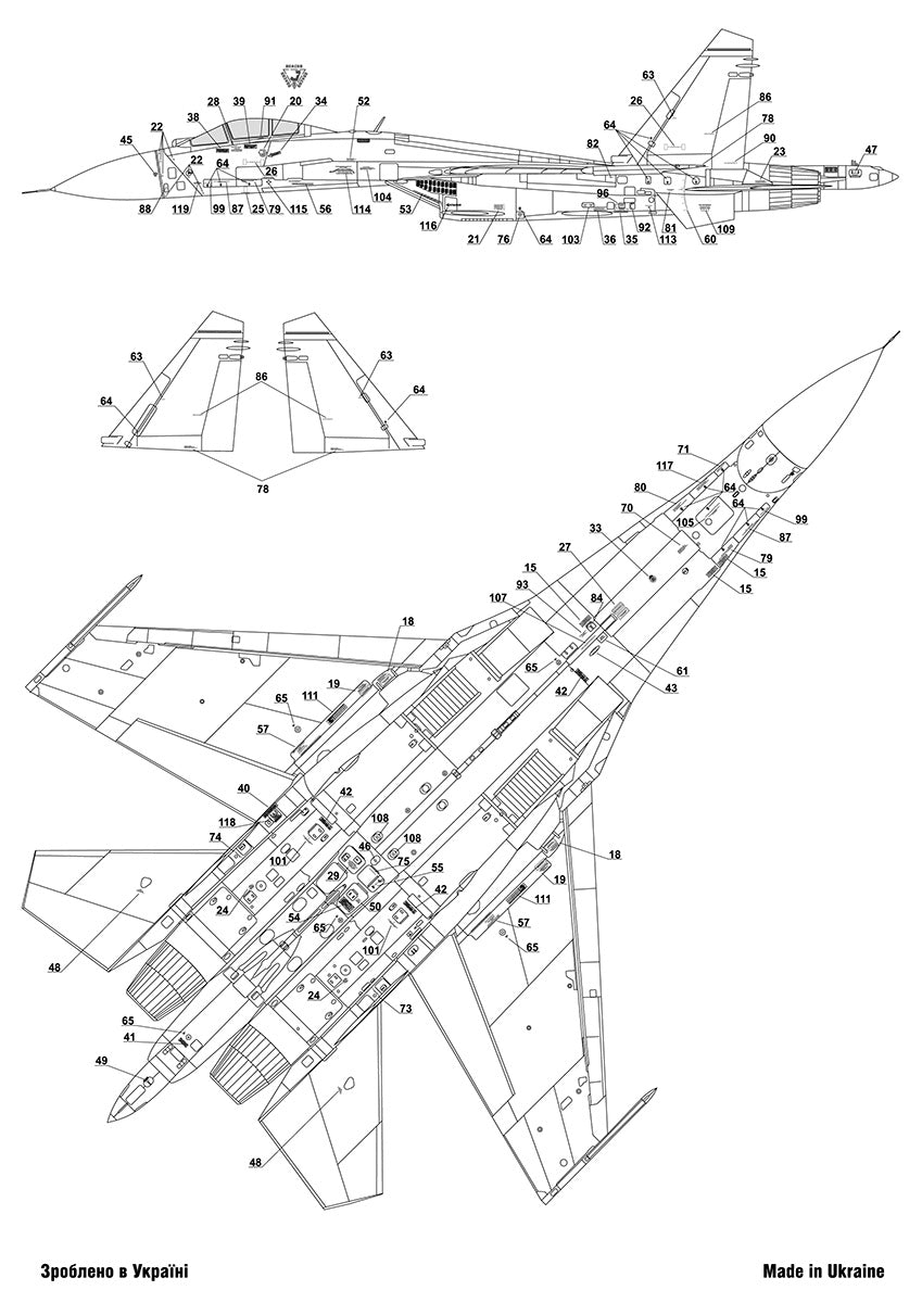 Foxbot Decals FBOT48037 1:48 Ukrainian Sukhoi Su-27S