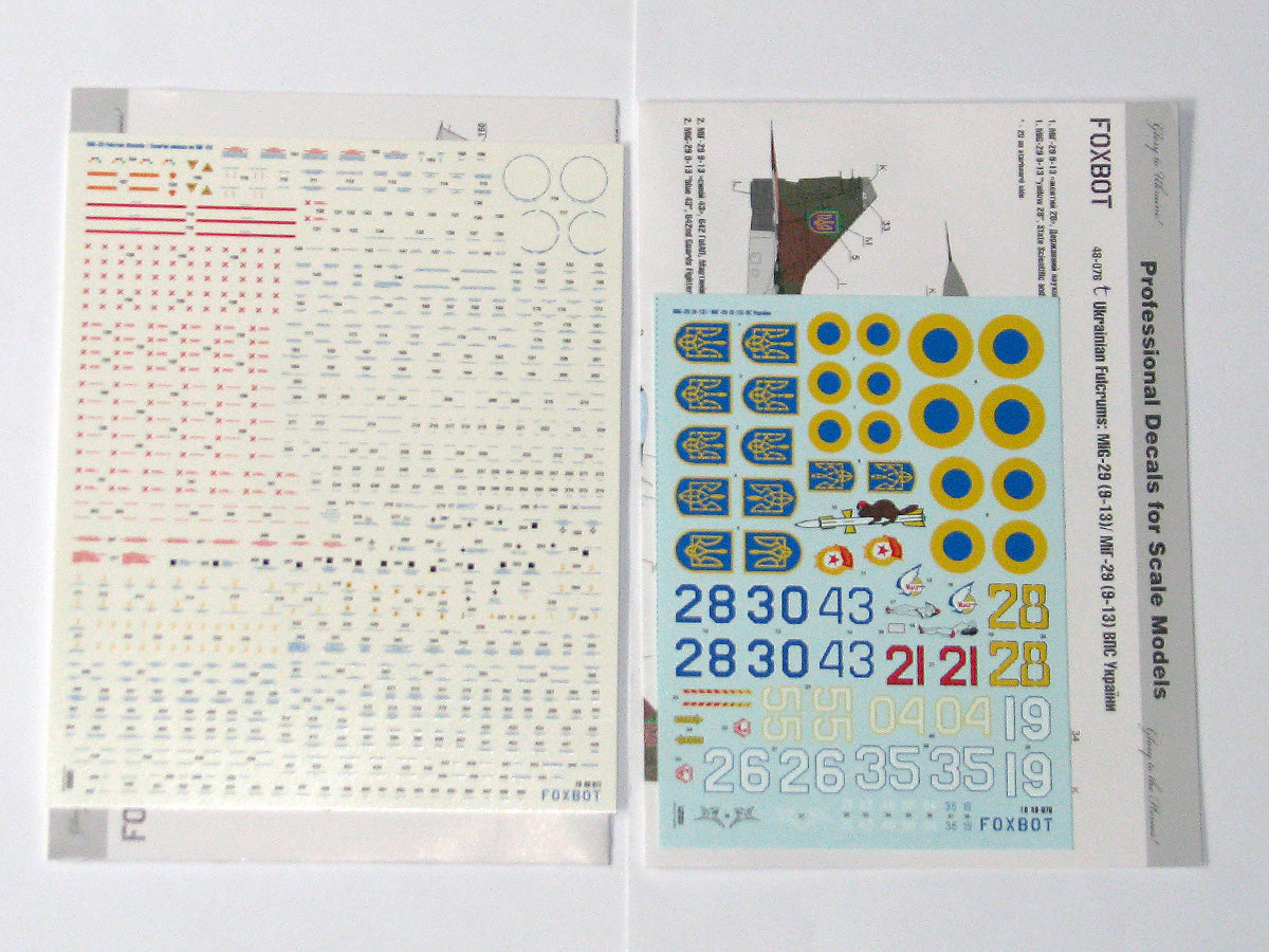 Foxbot Decals FBOT48076T 1:48 Ukrainian Fulcrums: MiG-29