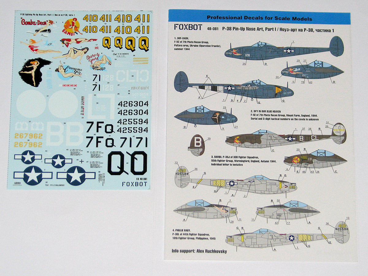 Foxbot FBOT48081 P-38 Lightning Pin-Up Nose Art Pt I 1:48