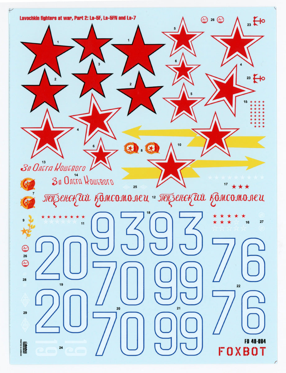 Foxbot FBOT48084 Lavochkin La-5F/La-5FN/La-7 Decals Pt 2 1:48