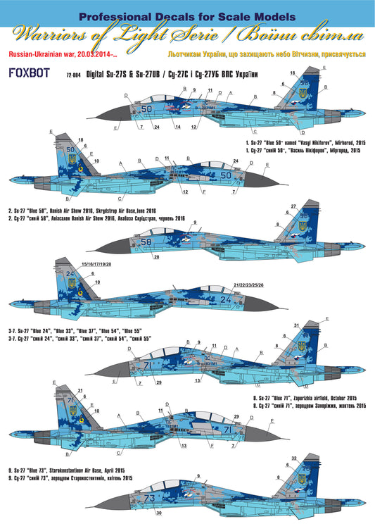 Foxbot FBOT72004 Ukrainian Su-27S/UB Digital Camo Decals 1:72