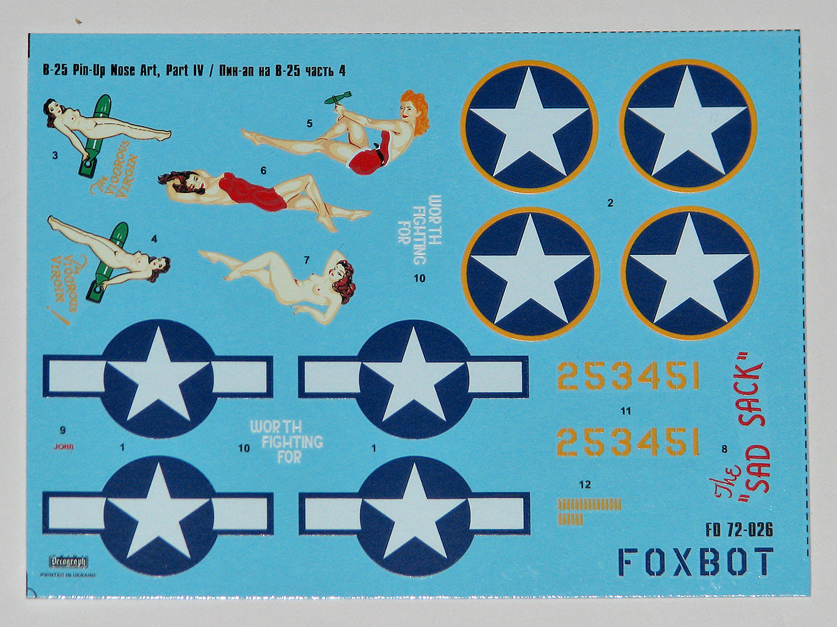 Foxbot FBOT72026 B-25C/D Mitchell Pin-Up & Stencils Pt 4 1:72
