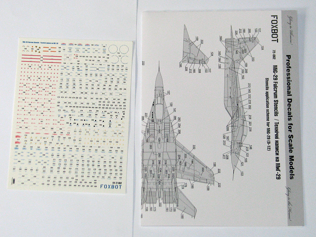 Foxbot Decals FBOT72062 1:72 Stencils for Mikoyan MiG-29