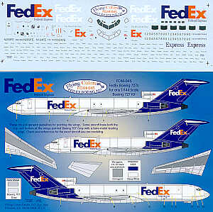 Flying Colors FC44045 Boeing 727-100/200 FedEx Fleet Decals 1:144