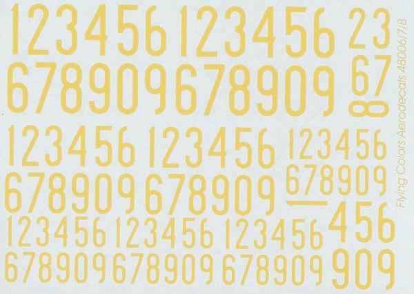 Flying Colors Aero FCA48007 1:48 1936-62 Swedish Narrow Numerals/ Yellow