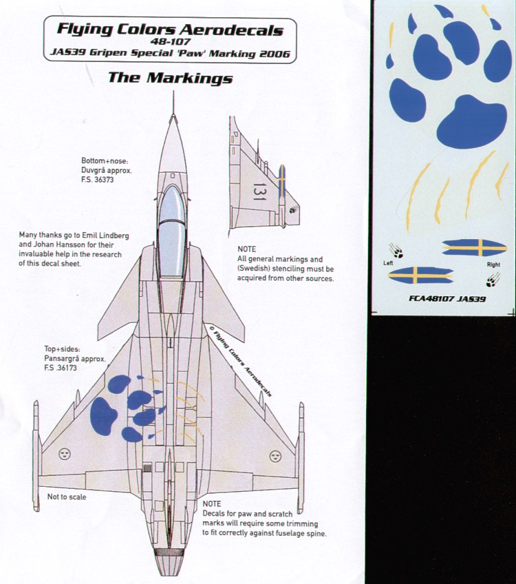 Flying Colors FCA48107 Saab JAS-39A Gripen Special Cat's Paw 1:48