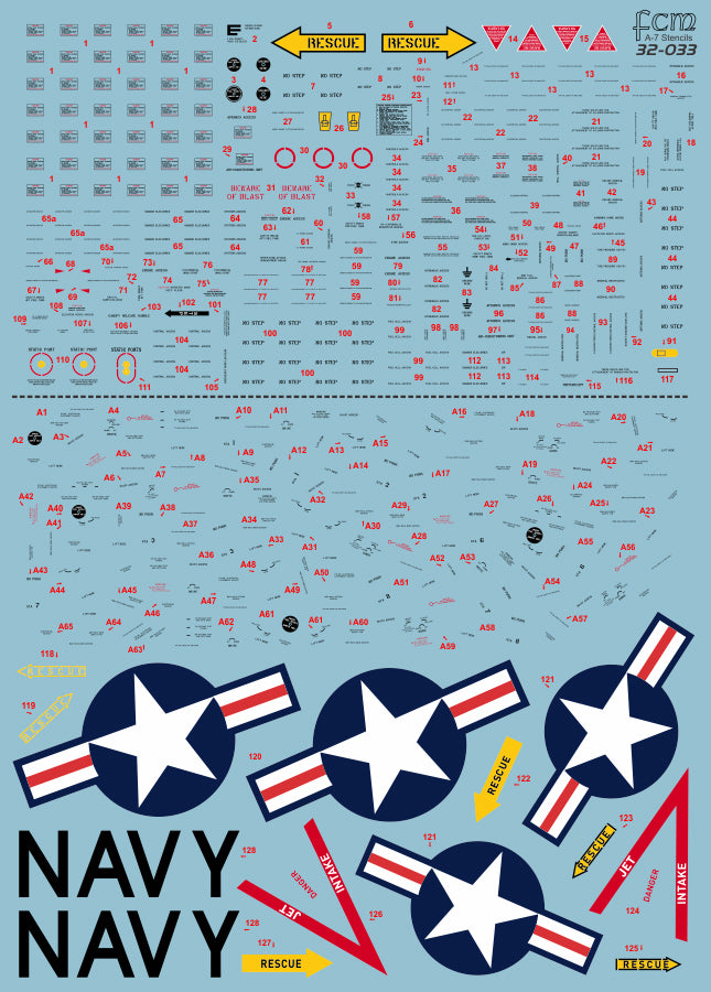 FCM FCM32033 1:32 LTV A-7D Corsair II stencils