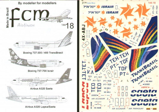 FCM FCM44018 Israir 737-400/Trans Brasil/Saeta A320 1:144