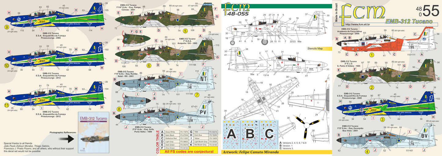 FCM FCM48055 1:48 Embraer EMB-312 Tucano Brazilian squadrons