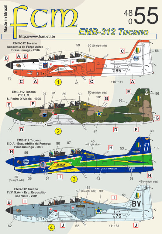 FCM FCM48055 1:48 Embraer EMB-312 Tucano Brazilian squadrons