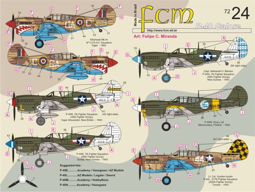 FCM FCM72024 1:72 Curtiss P-40E/P-40L/P-40M/P-40N